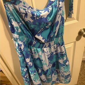 Floral Blue and White Dress